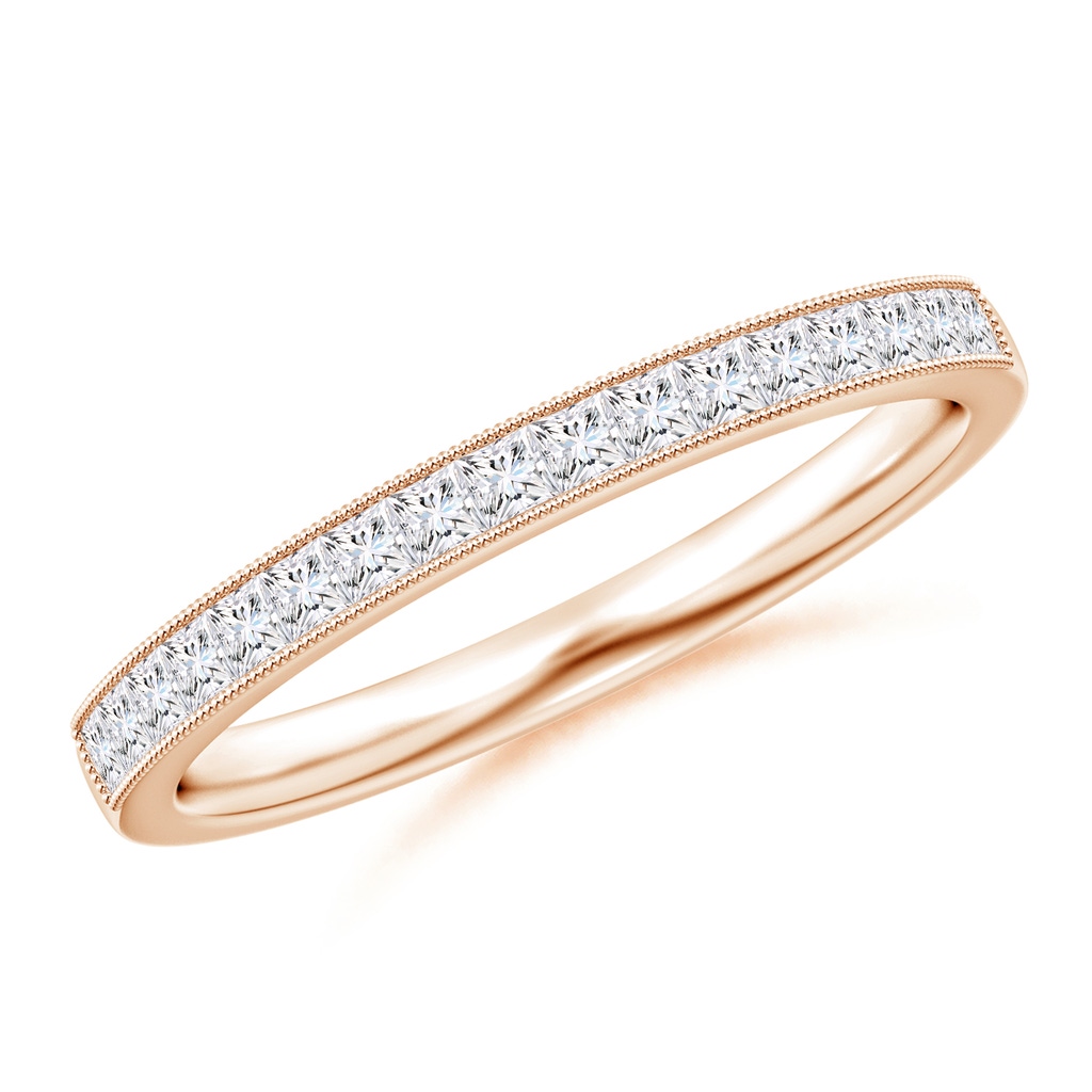 1.5mm GVS2 Channel-Set Princess-Cut Diamond Wedding Band with Milgrain in Rose Gold