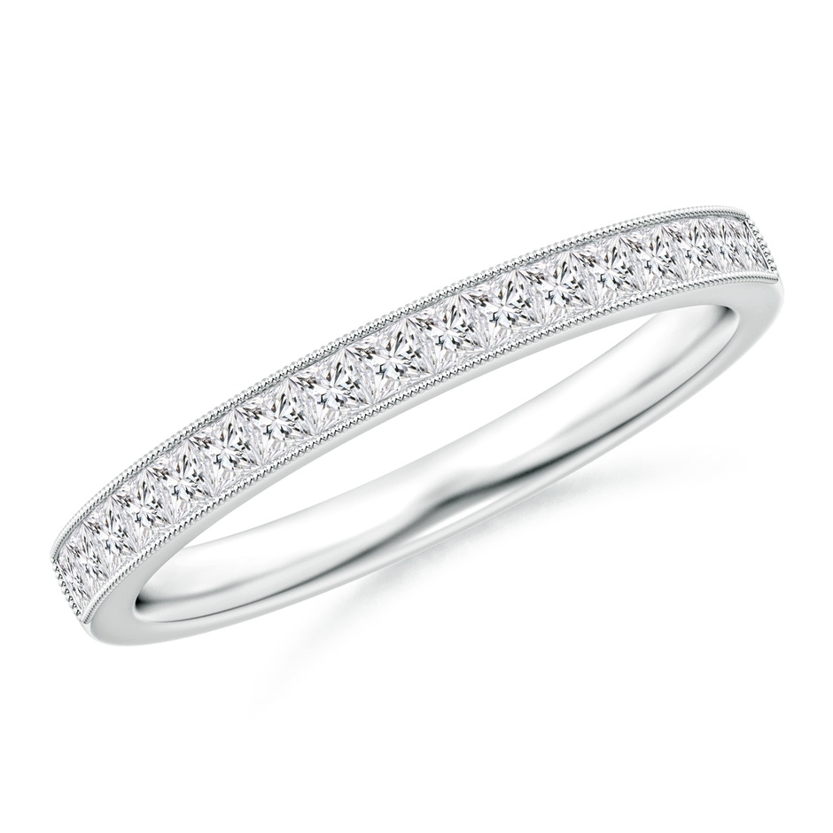 1.6mm HSI2 Channel-Set Princess-Cut Diamond Wedding Band with Milgrain in P950 Platinum 