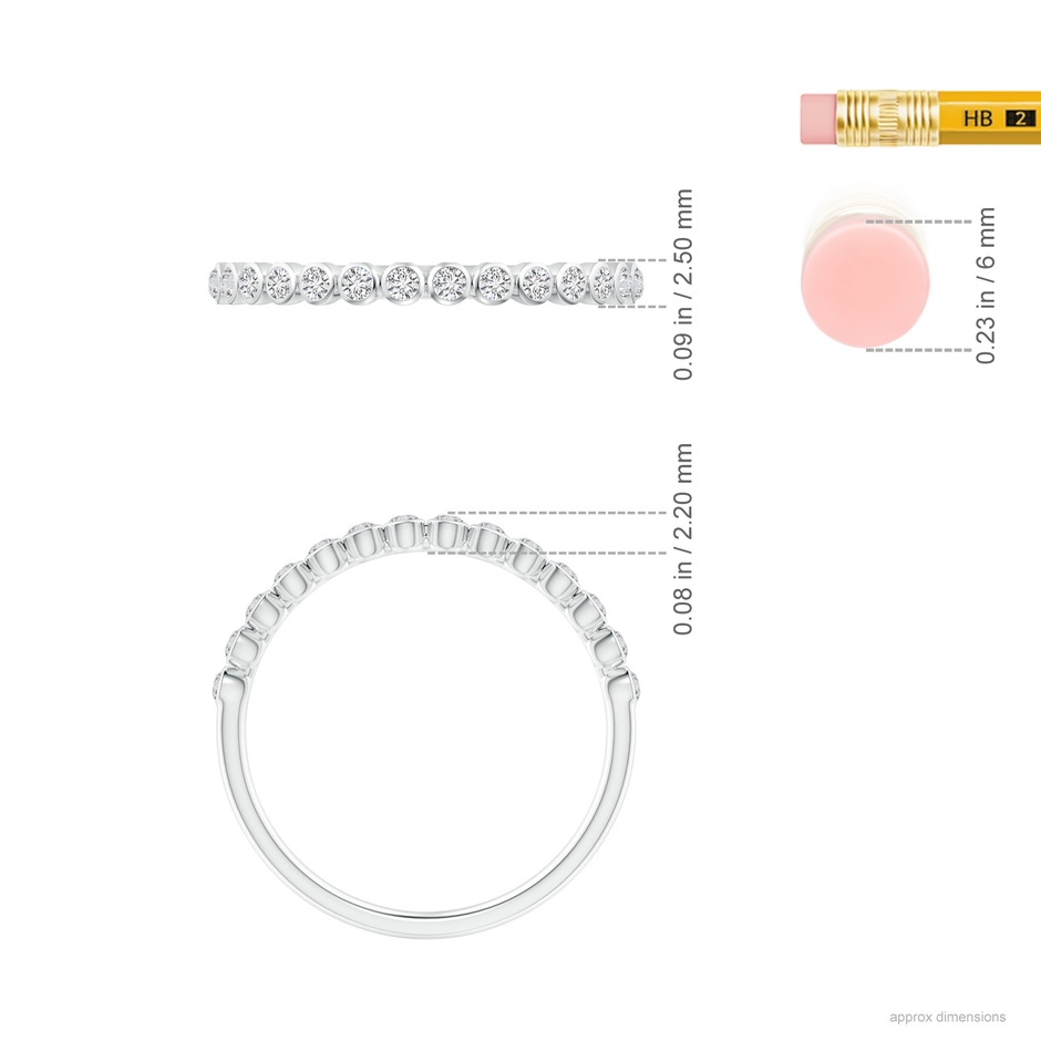 1.5mm HSI2 Bezel-Set Diamond Half Eternity Wedding Band in White Gold ruler