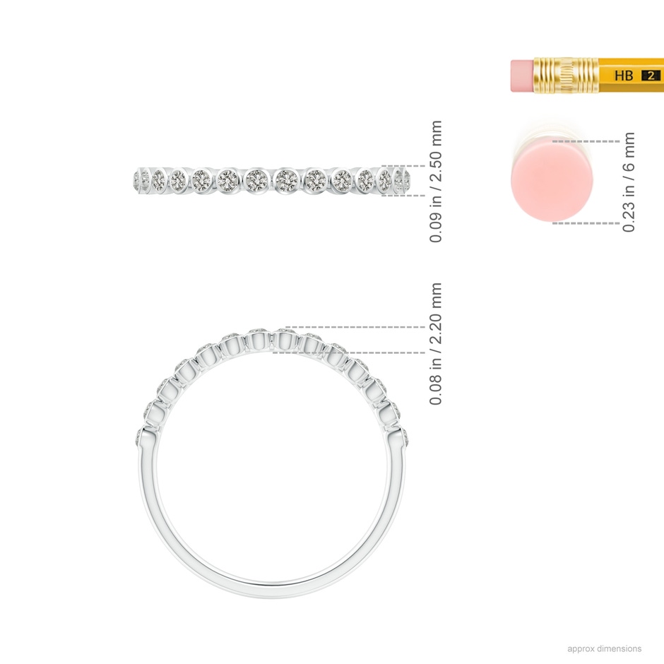 1.5mm KI3 Bezel-Set Diamond Half Eternity Wedding Band in White Gold ruler