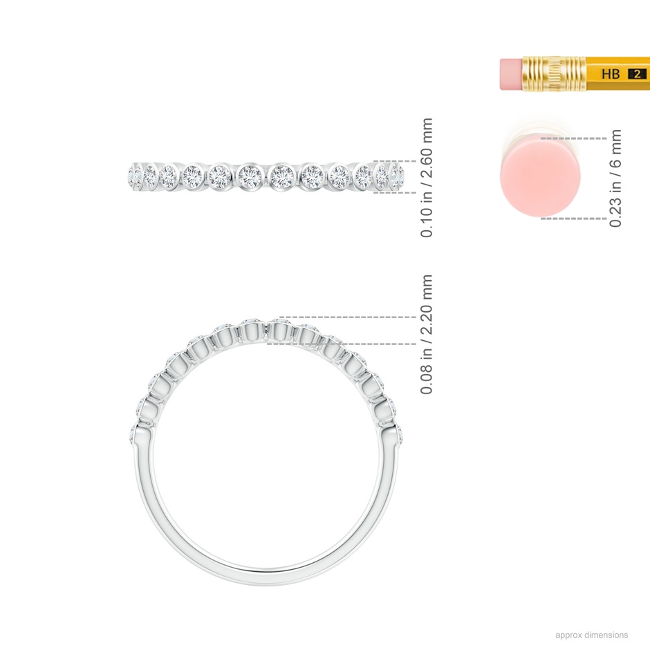 1.6mm GVS2 Bezel-Set Diamond Half Eternity Wedding Band in P950 Platinum ruler