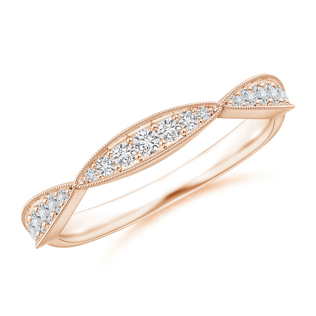 1.45mm HSI2 Pave-Set Diamond Marquise Wedding Band with Milgrain in Rose Gold
