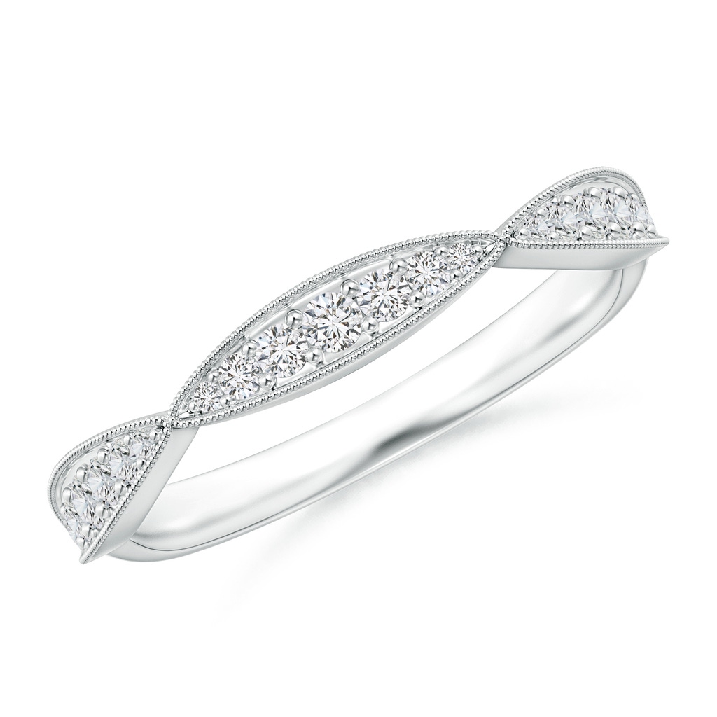 1.45mm HSI2 Pave-Set Diamond Marquise Wedding Band with Milgrain in White Gold 