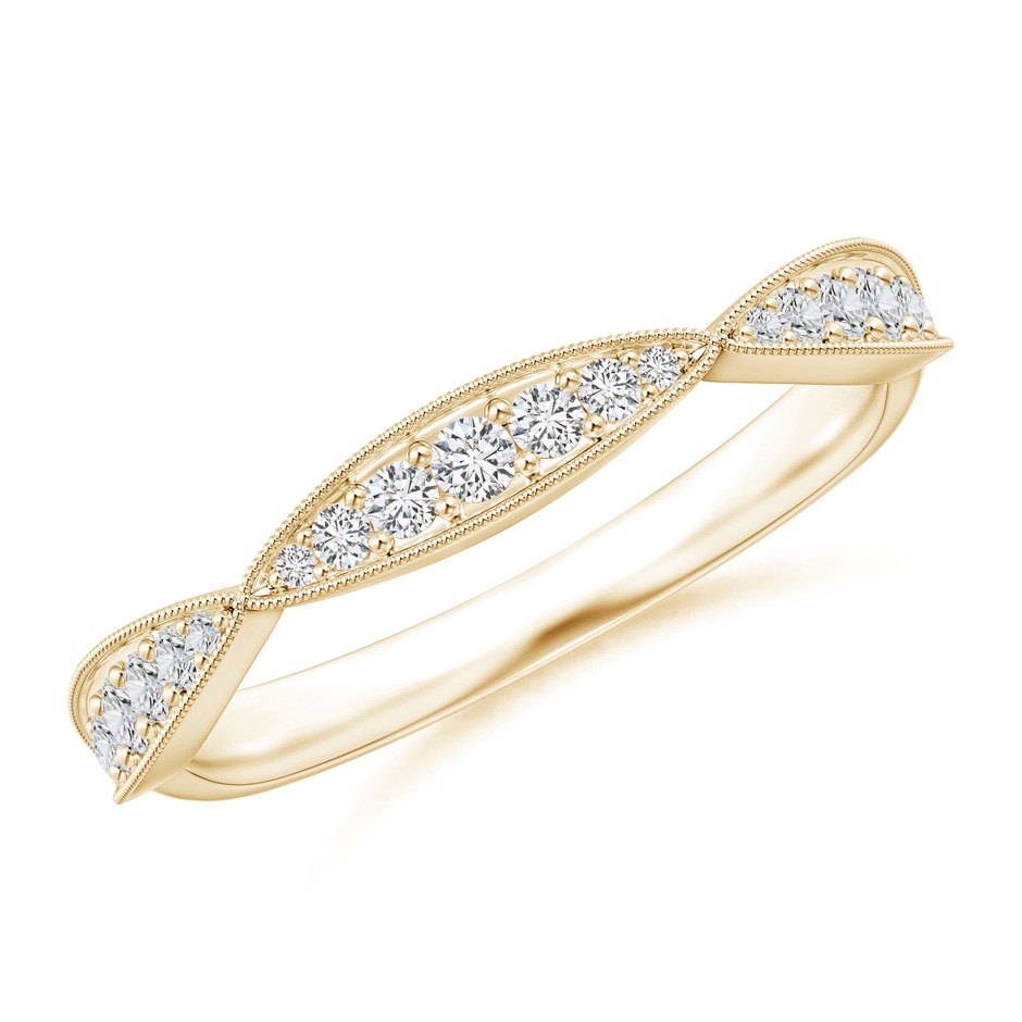 1.45mm HSI2 Pave-Set Diamond Marquise Wedding Band with Milgrain in Yellow Gold 