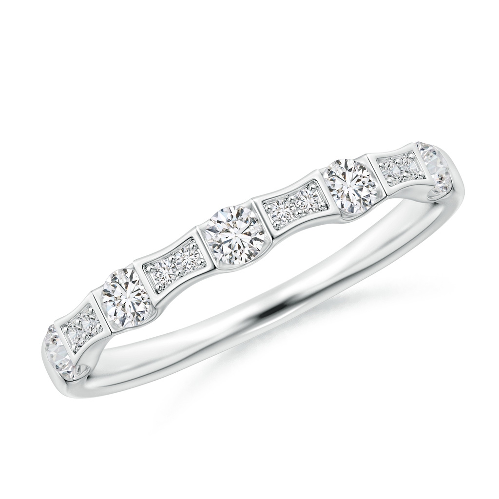 2.5mm HSI2 Bar and Pave-Set Diamond Bow Tie Station Wedding Band in White Gold