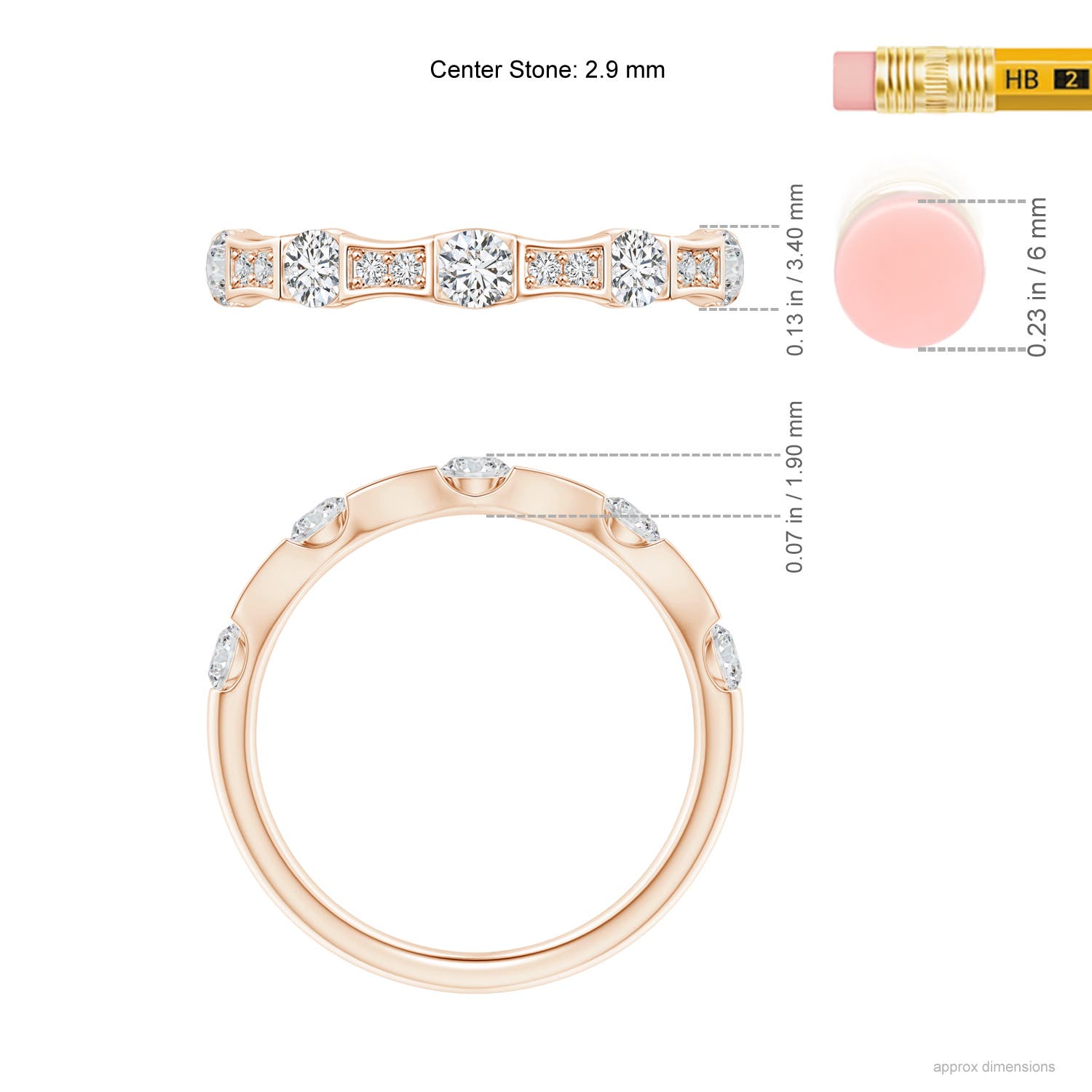 H, SI2 / 0.52 CT / 14 KT Rose Gold