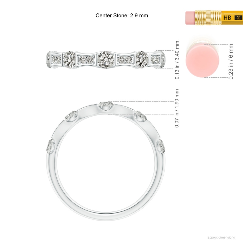 2.9mm KI3 Bar and Pave-Set Diamond Bow Tie Station Wedding Band in P950 Platinum ruler