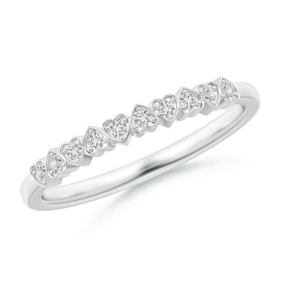 1.3mm HSI2 Pave-Set Diamond Heart Wedding Band in White Gold 