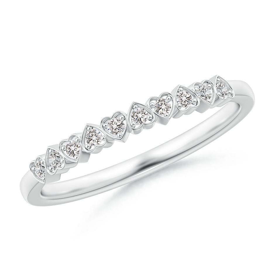 1.3mm IJI1I2 Pave-Set Diamond Heart Wedding Band in White Gold 