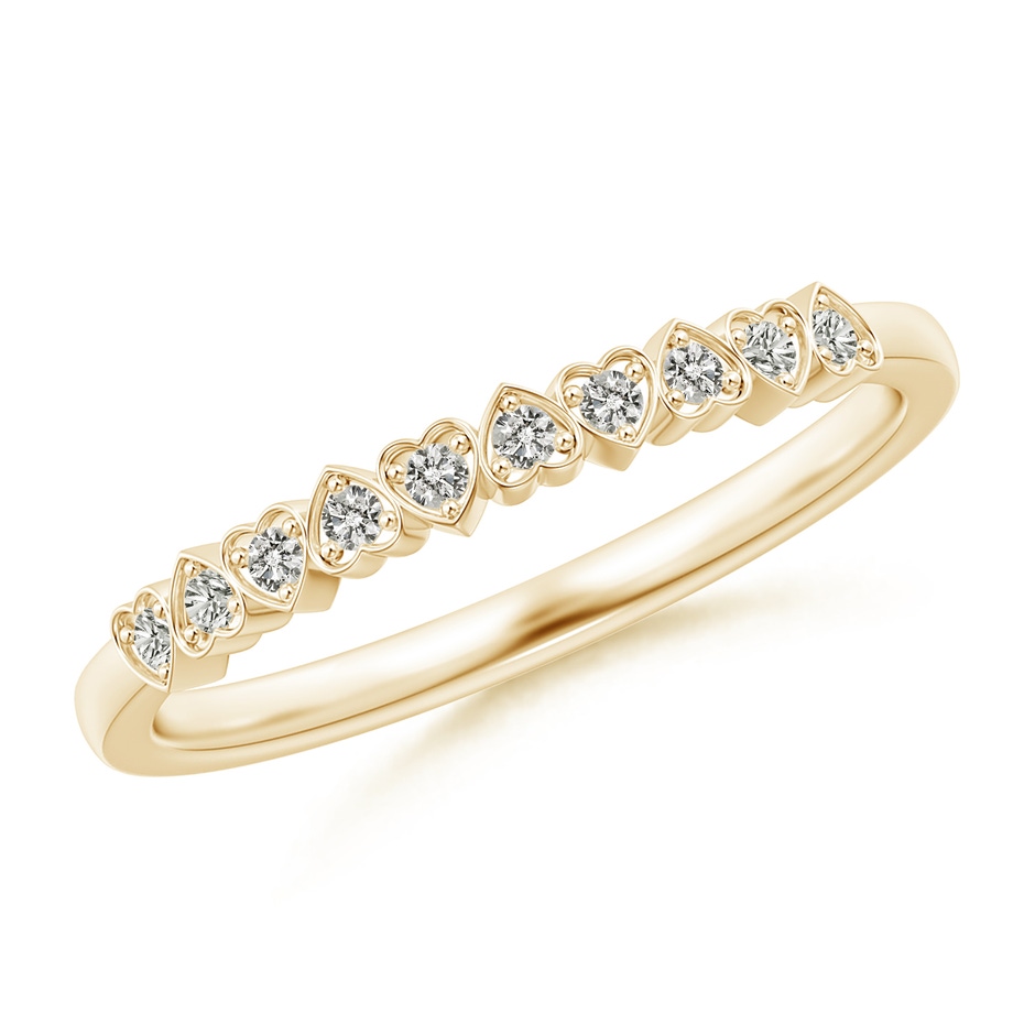 1.3mm KI3 Pave-Set Diamond Heart Wedding Band in Yellow Gold 