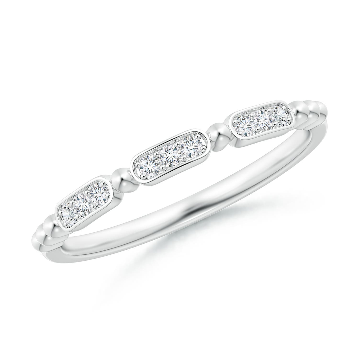 1.35mm GVS2 Pave-Set Diamond Beaded Wedding Band in P950 Platinum