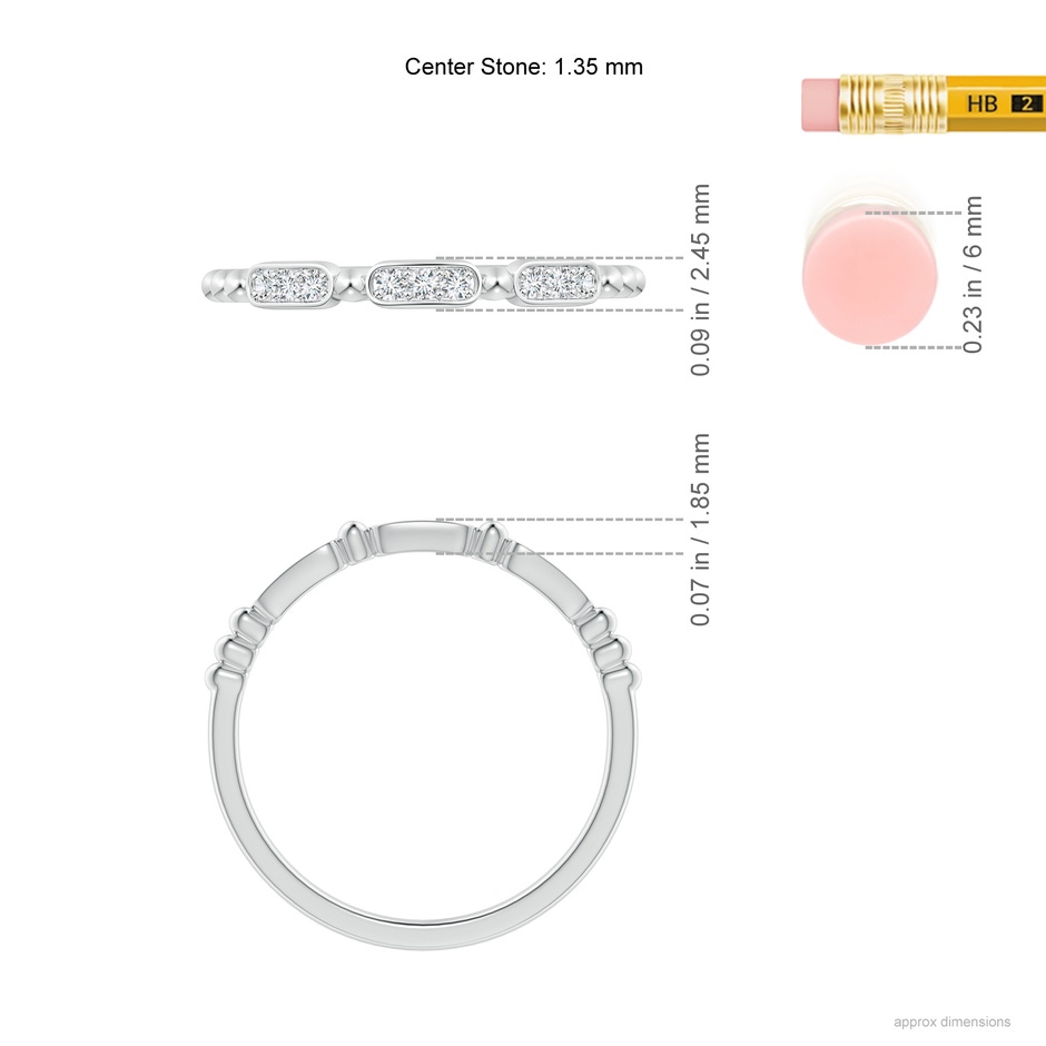 1.35mm GVS2 Pave-Set Diamond Beaded Wedding Band in P950 Platinum ruler