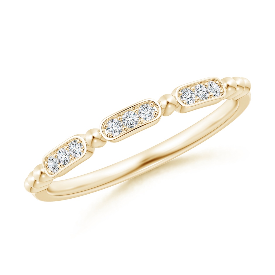 1.35mm GVS2 Pave-Set Diamond Beaded Wedding Band in Yellow Gold 