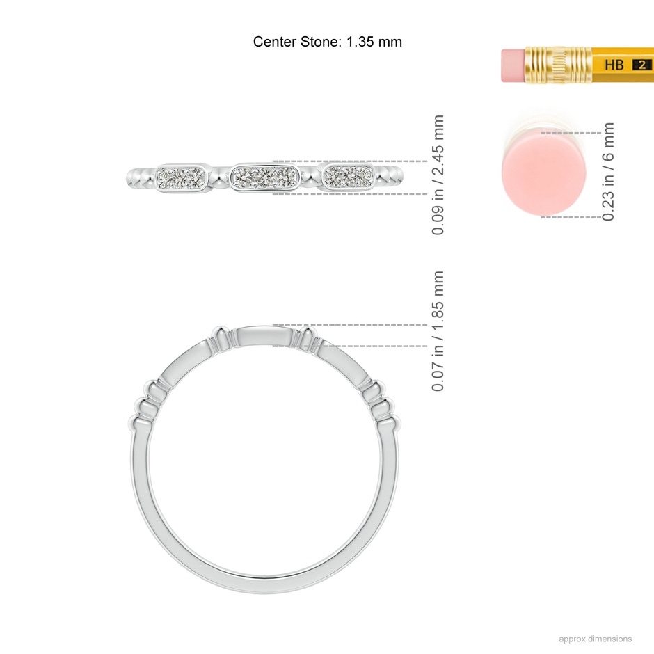1.35mm KI3 Pave-Set Diamond Beaded Wedding Band in P950 Platinum ruler