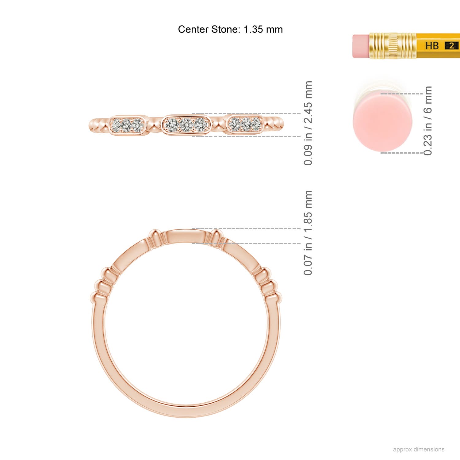 K, I3 / 0.1 CT / 14 KT Rose Gold