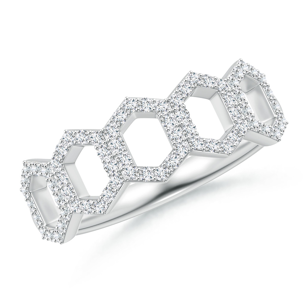 1mm GVS2 Diamond Hexagonal Wedding Band in White Gold