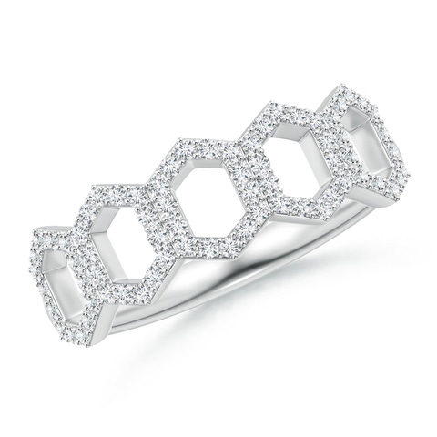 1mm GVS2 Diamond Hexagonal Wedding Band in White Gold