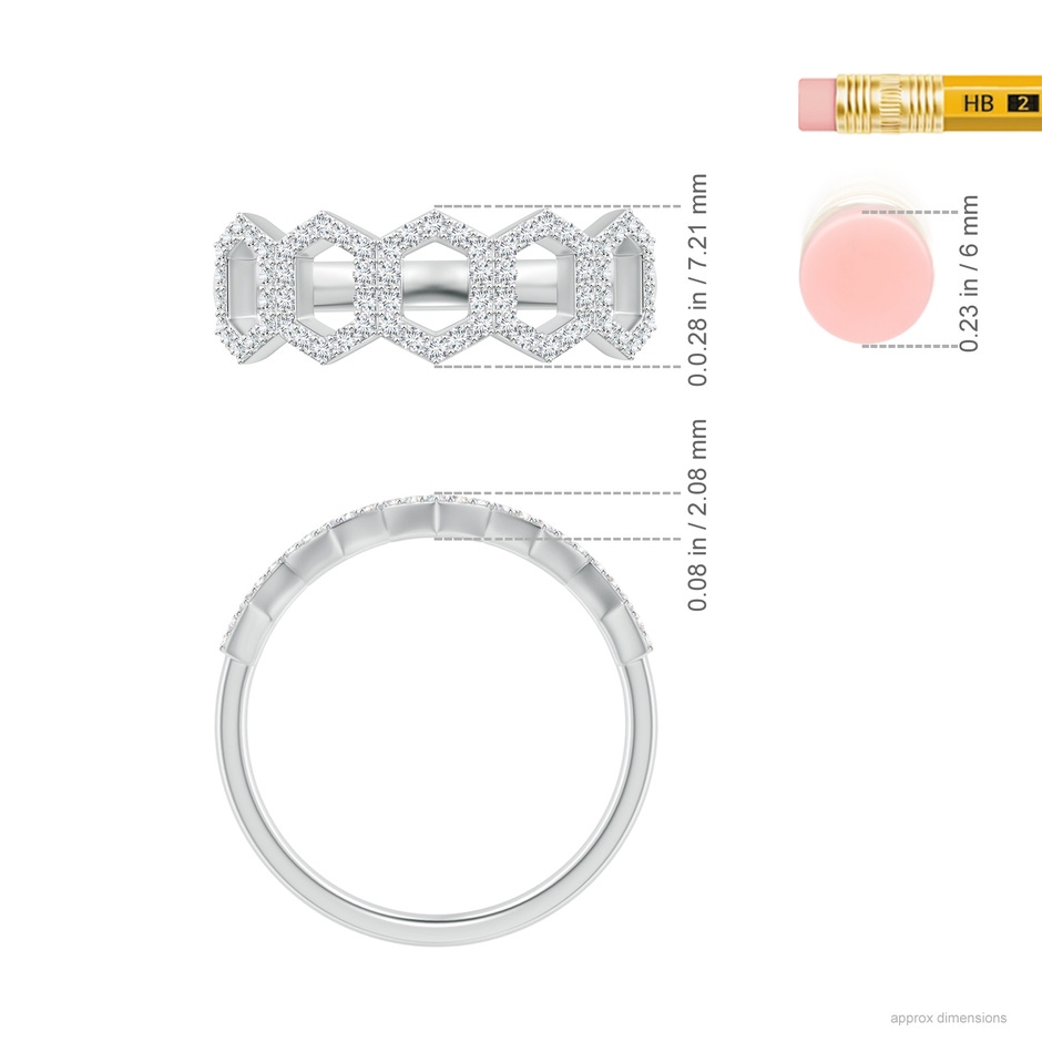 1mm GVS2 Diamond Hexagonal Wedding Band in White Gold ruler