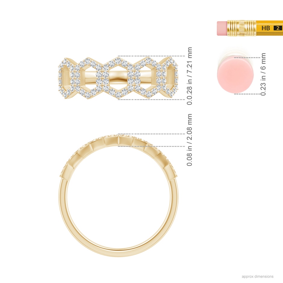 1mm GVS2 Diamond Hexagonal Wedding Band in Yellow Gold ruler