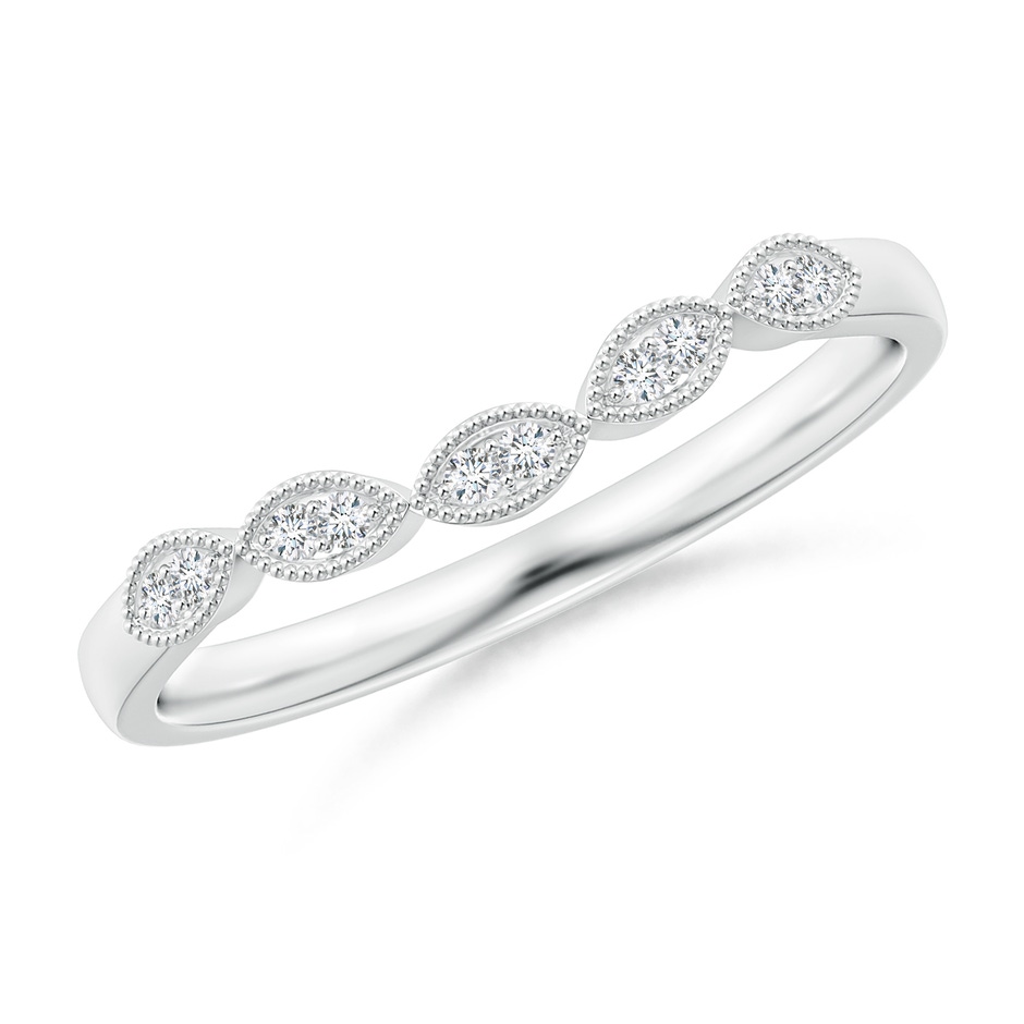 1.1mm GVS2 Aeon Vintage Inspired Diamond Marquise Wedding Band with Milgrain in 18K White Gold 