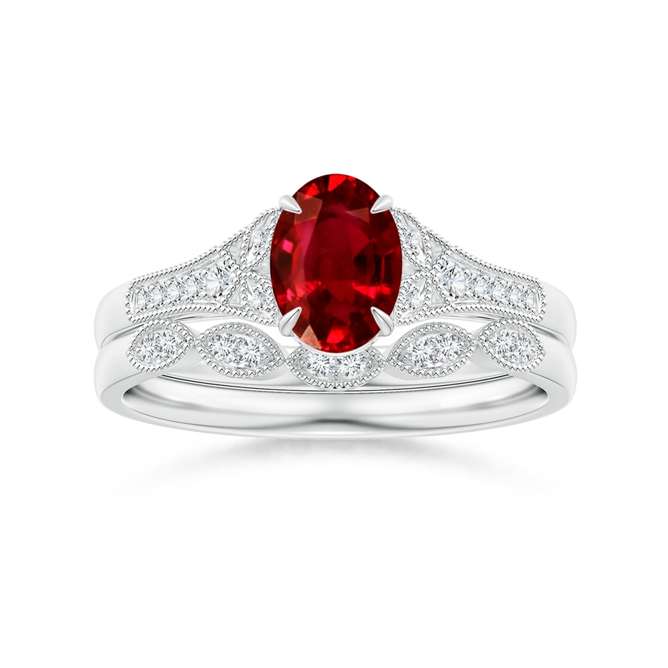 1.1mm GVS2 Aeon Vintage Inspired Diamond Marquise Wedding Band with Milgrain in 18K White Gold side-3
