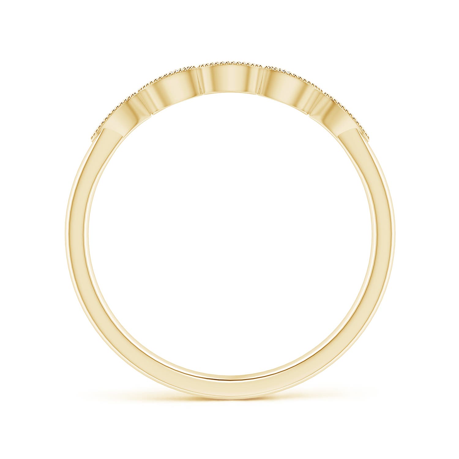 1.1mm GVS2 Aeon Vintage Inspired Diamond Marquise Wedding Band with Milgrain in 18K Yellow Gold