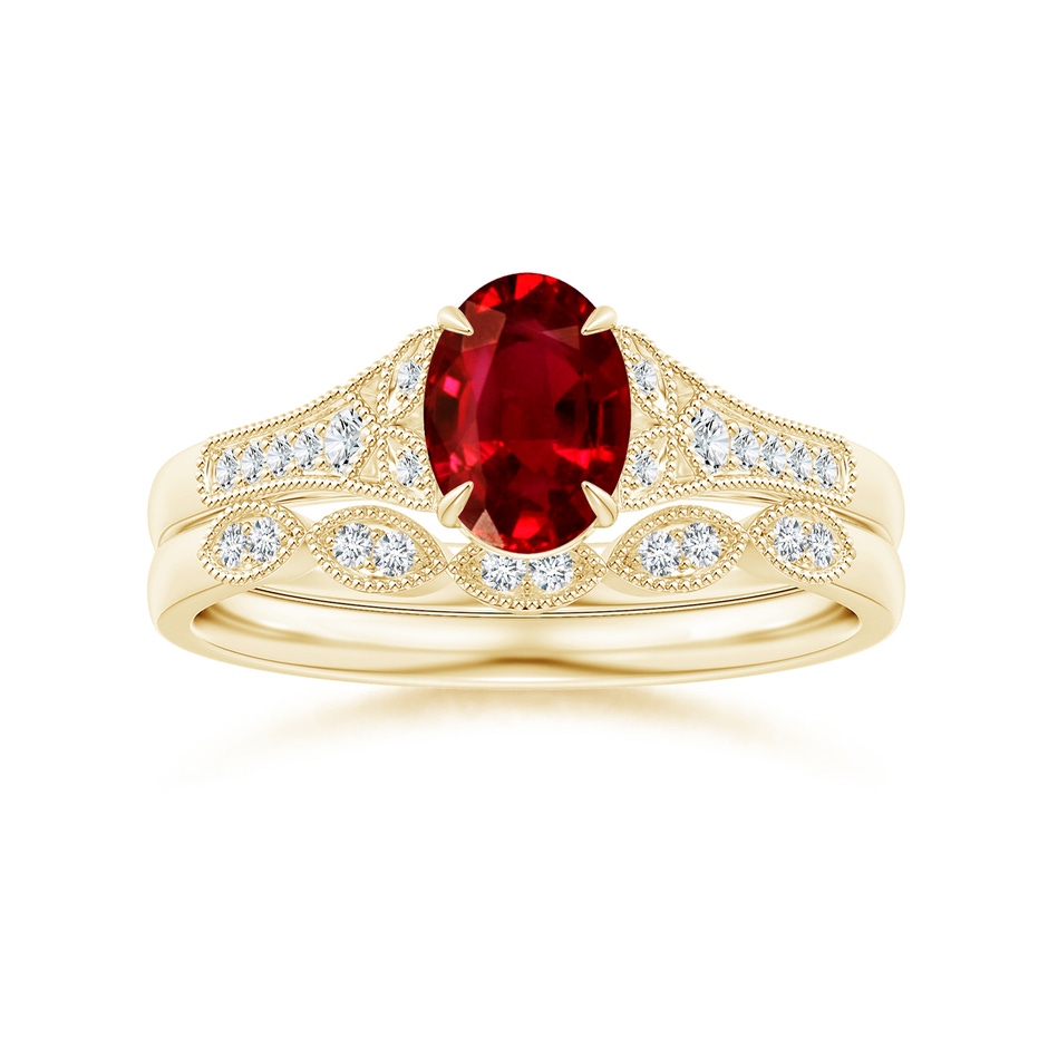 1.1mm GVS2 Aeon Vintage Inspired Diamond Marquise Wedding Band with Milgrain in 18K Yellow Gold side-3