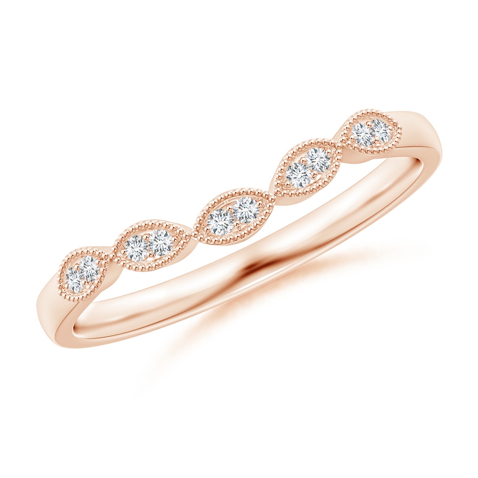 1.1mm GVS2 Aeon Vintage Inspired Diamond Marquise Wedding Band with Milgrain in Rose Gold 
