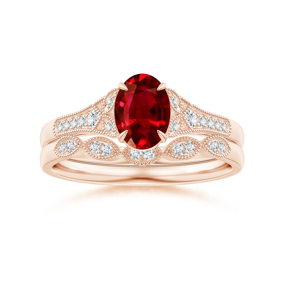 1.1mm GVS2 Aeon Vintage Inspired Diamond Marquise Wedding Band with Milgrain in Rose Gold side-3