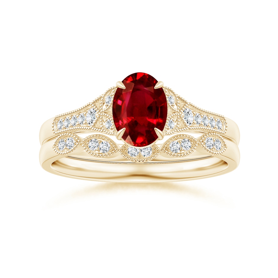1.1mm GVS2 Aeon Vintage Inspired Diamond Marquise Wedding Band with Milgrain in Yellow Gold side-3