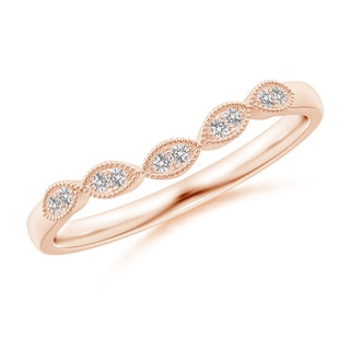 1.1mm IJI1I2 Aeon Vintage Inspired Diamond Marquise Wedding Band with Milgrain in Rose Gold