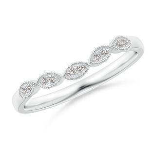 1.1mm IJI1I2 Aeon Vintage Inspired Diamond Marquise Wedding Band with Milgrain in White Gold