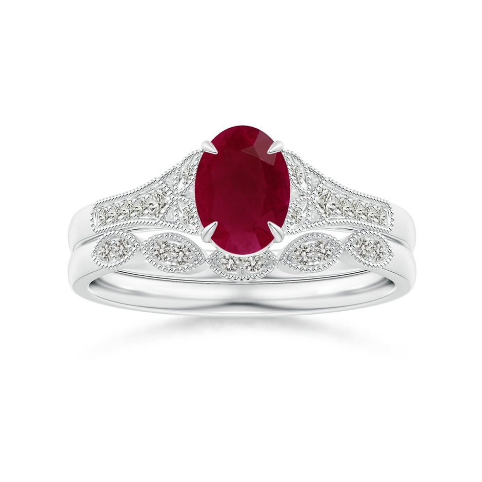 1.1mm KI3 Aeon Vintage Inspired Diamond Marquise Wedding Band with Milgrain in 9K White Gold side-3