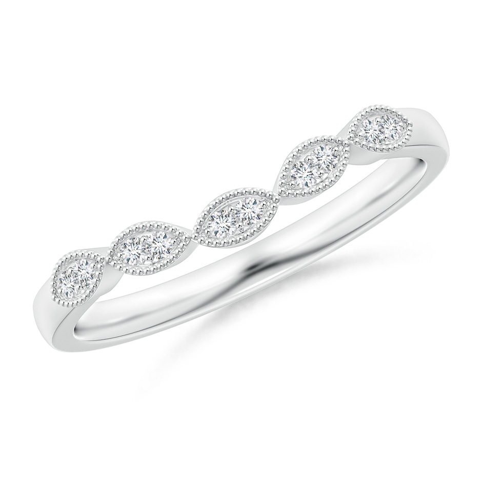 1.2mm GVS2 Aeon Vintage Inspired Diamond Marquise Wedding Band with Milgrain in White Gold 