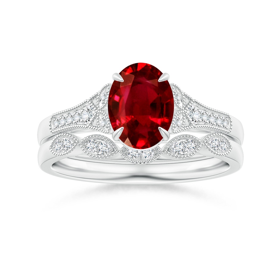 1.2mm GVS2 Aeon Vintage Inspired Diamond Marquise Wedding Band with Milgrain in White Gold side-3