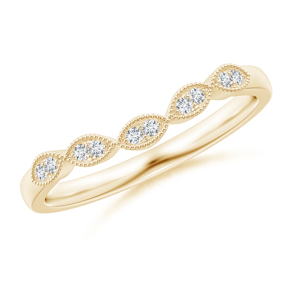 1.2mm GVS2 Aeon Vintage Inspired Diamond Marquise Wedding Band with Milgrain in Yellow Gold 