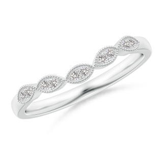 1.2mm IJI1I2 Aeon Vintage Inspired Diamond Marquise Wedding Band with Milgrain in White Gold