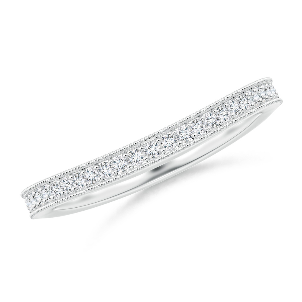 1.1mm GVS2 Aeon Vintage Style Pave-Set Diamond Curved Wedding Band with Milgrain in 18K White Gold