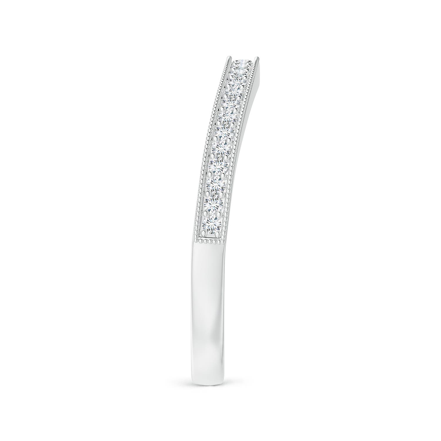 1.1mm GVS2 Aeon Vintage Style Pave-Set Diamond Curved Wedding Band with Milgrain in 18K White Gold - side 3