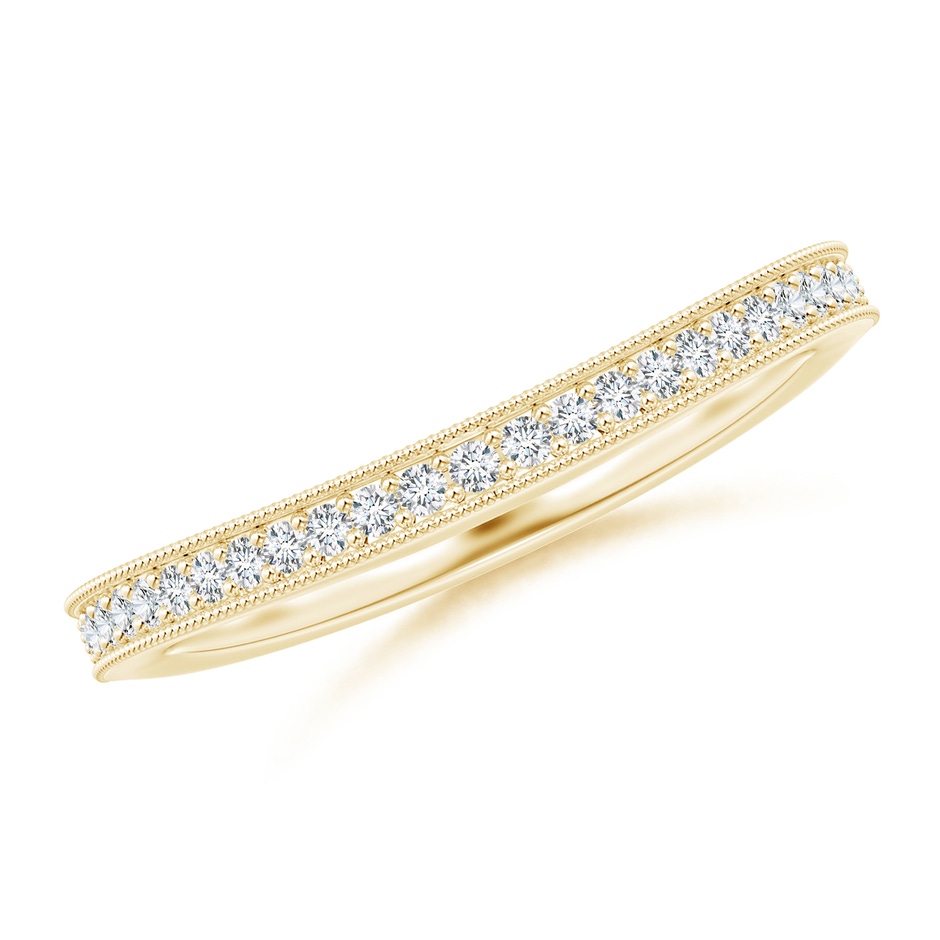 1.1mm GVS2 Aeon Vintage Style Pave-Set Diamond Curved Wedding Band with Milgrain in 18K Yellow Gold 