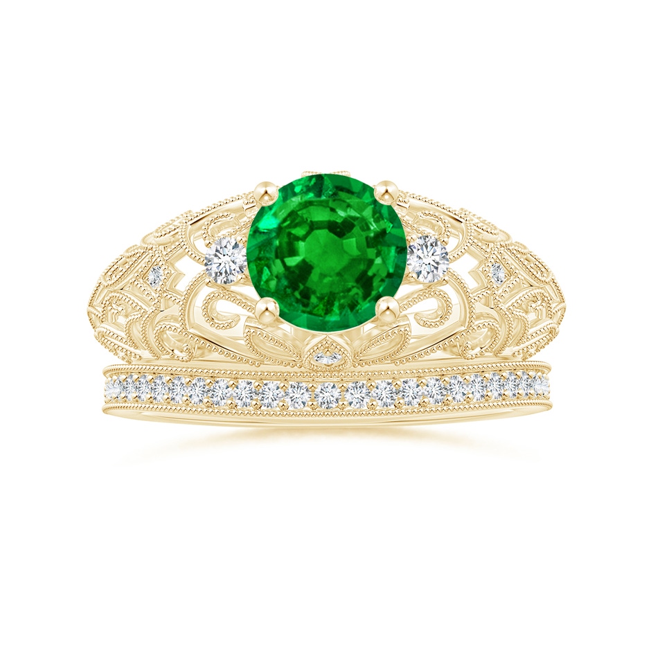1.1mm GVS2 Aeon Vintage Style Pave-Set Diamond Curved Wedding Band with Milgrain in 18K Yellow Gold side-3