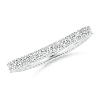 1.1mm HSI2 Aeon Vintage Style Pave-Set Diamond Curved Wedding Band with Milgrain in White Gold
