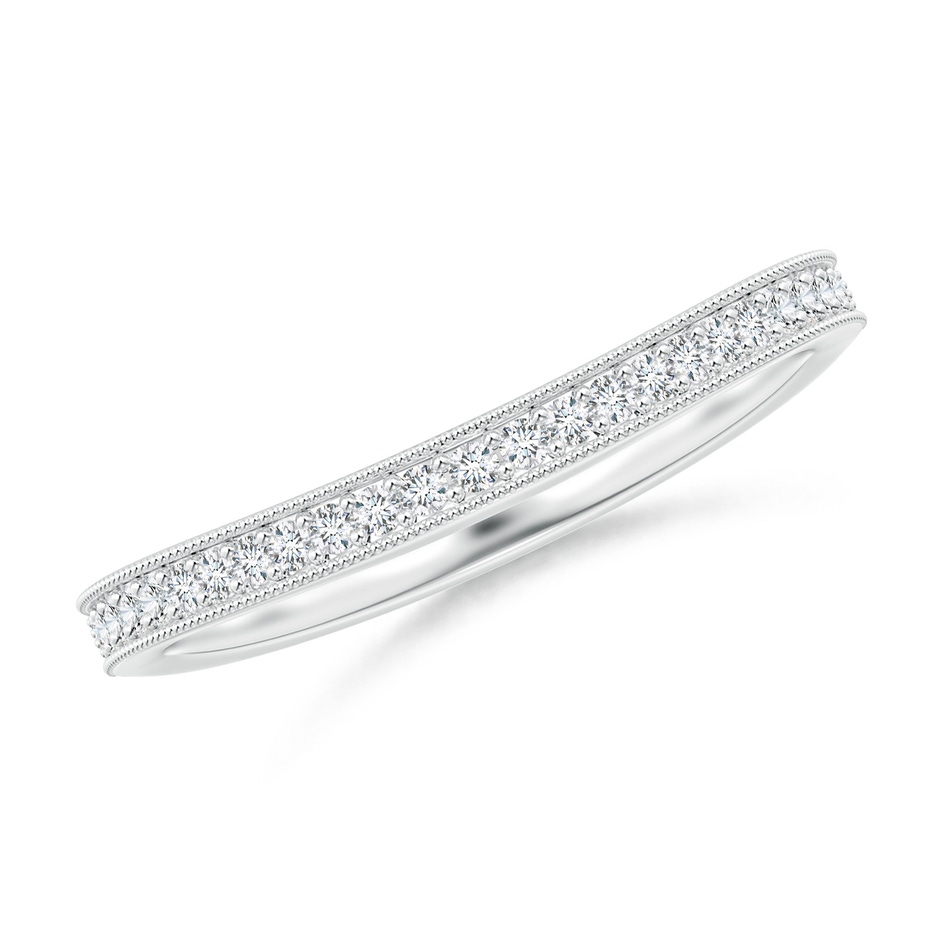 1mm GVS2 Aeon Vintage Style Pave-Set Diamond Curved Wedding Band with Milgrain in 18K White Gold 