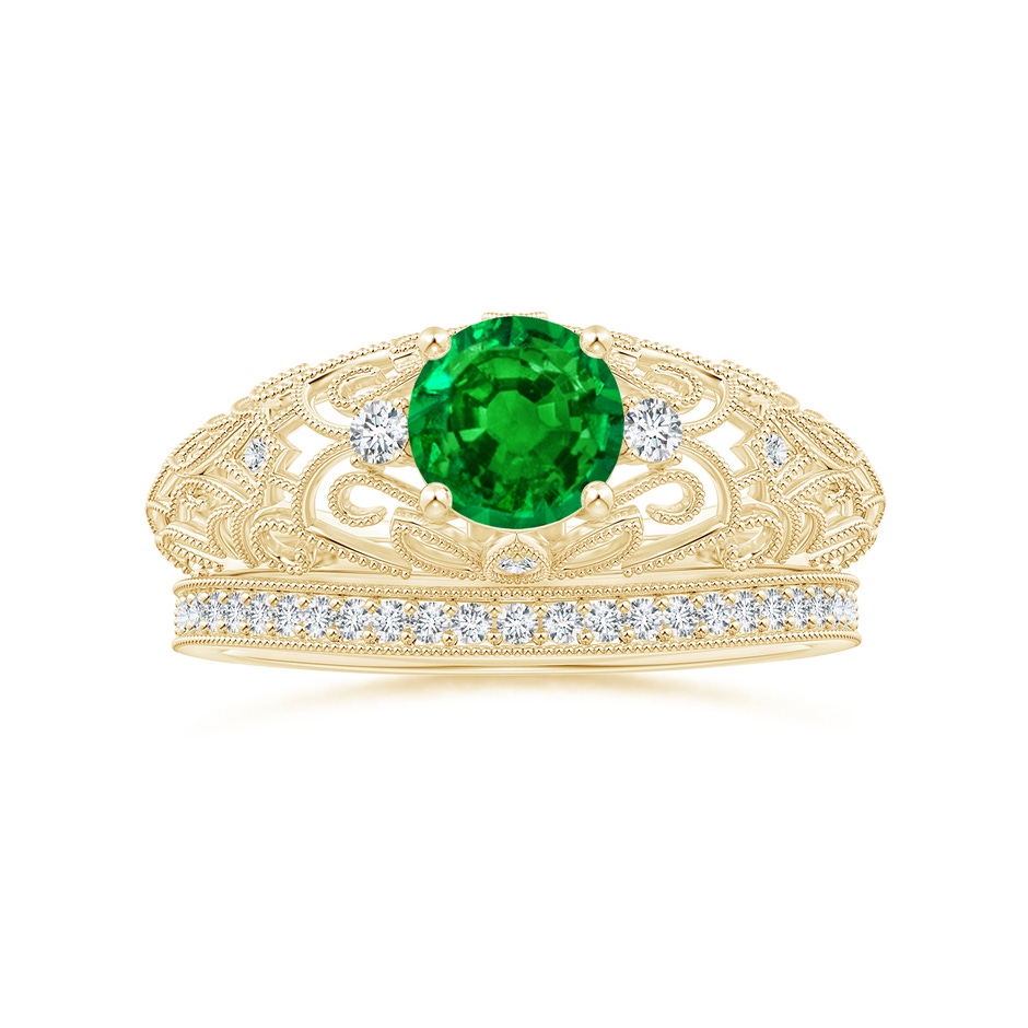 1mm GVS2 Aeon Vintage Style Pave-Set Diamond Curved Wedding Band with Milgrain in 18K Yellow Gold side-3