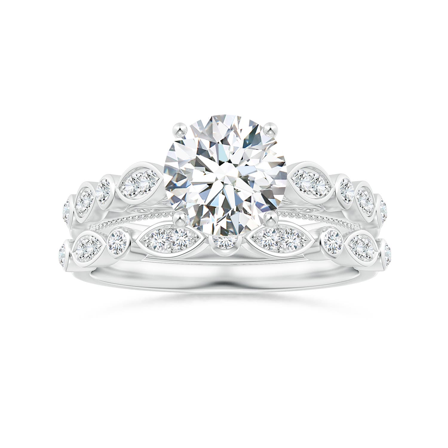 1.15mm GVS2 Aeon Vintage Inspired Diamond Lace Pattern Wedding Band in 18CT White Gold - side 4