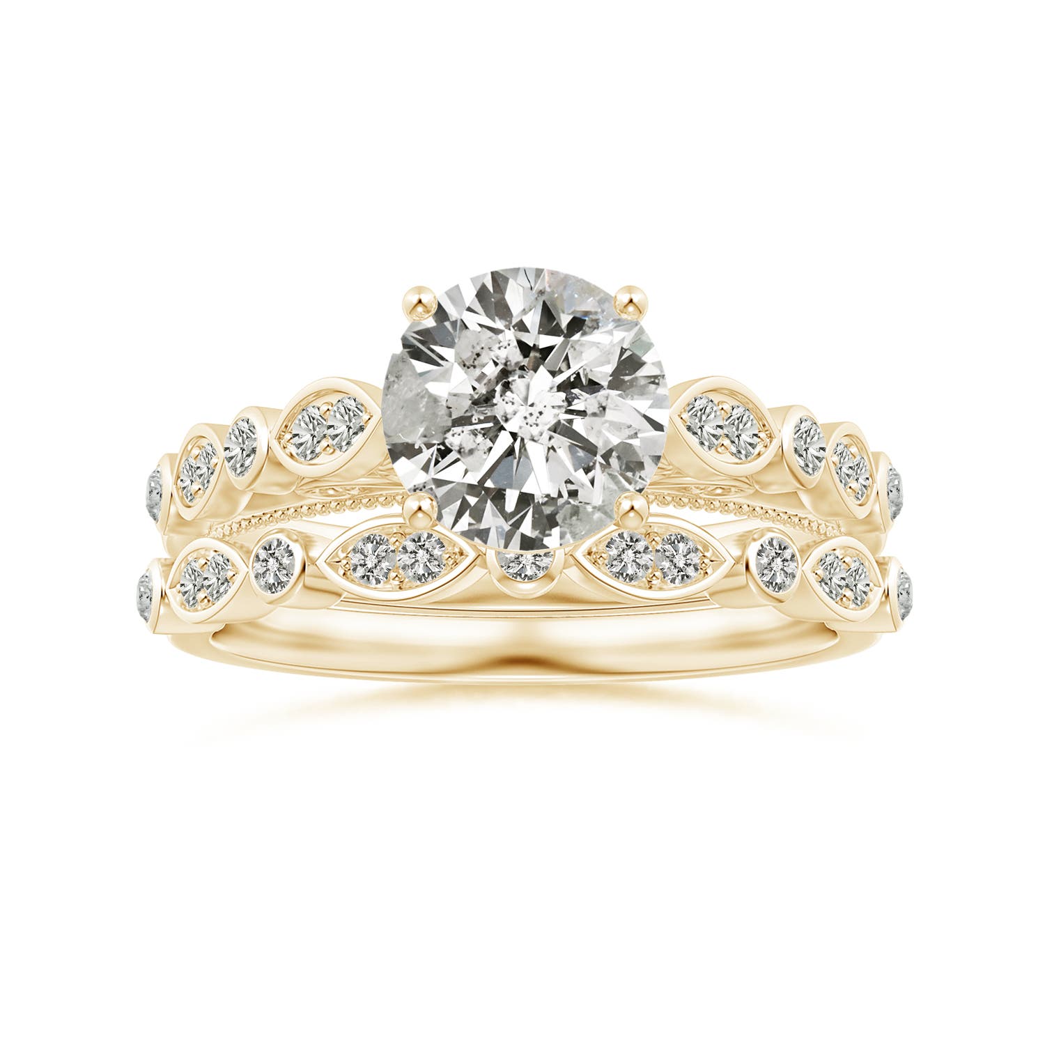 1.15mm KI3 Aeon Vintage Inspired Diamond Lace Pattern Wedding Band in Yellow Gold - side 4