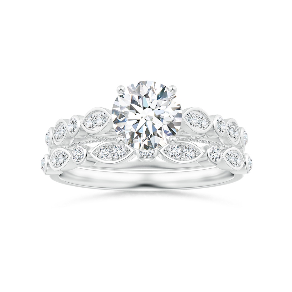 1mm GVS2 Aeon Vintage Inspired Diamond Lace Pattern Wedding Band in 18K White Gold side-3