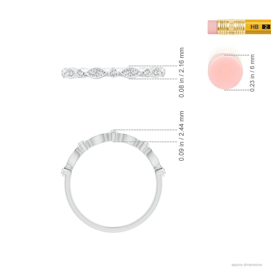 1mm GVS2 Aeon Vintage Inspired Diamond Lace Pattern Wedding Band in 18K White Gold ruler