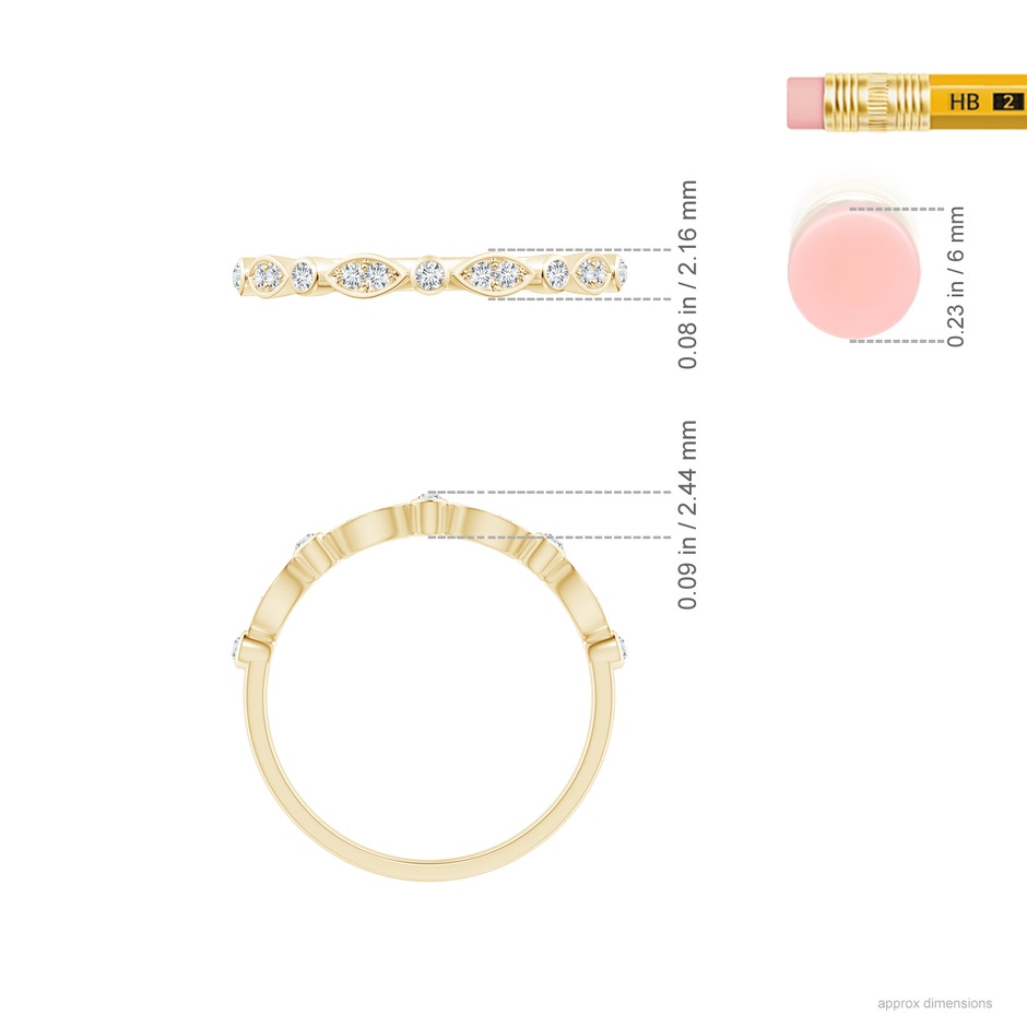 1mm GVS2 Aeon Vintage Inspired Diamond Lace Pattern Wedding Band in 18K Yellow Gold ruler