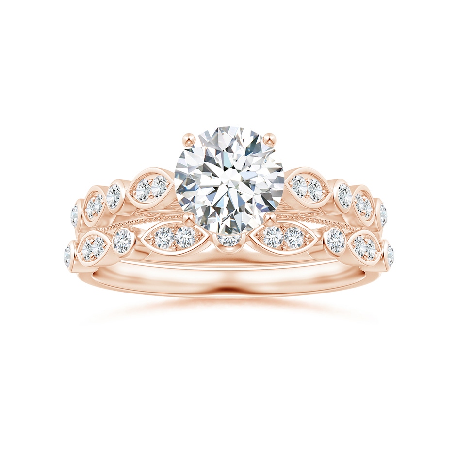 1mm GVS2 Aeon Vintage Inspired Diamond Lace Pattern Wedding Band in Rose Gold side-3